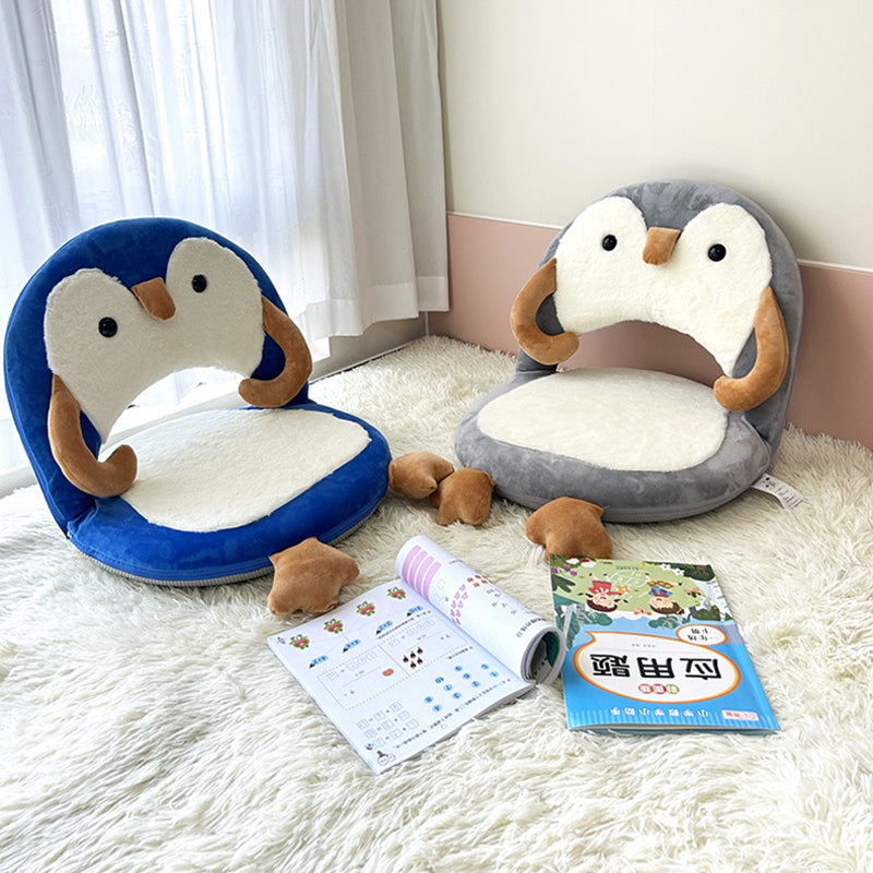 Lumendat Contemporary Creative Iron Frame Plush Duck Penguin-Shaped Kids Accent Chair - Foldable Back Chair For Bedroom Lumendat