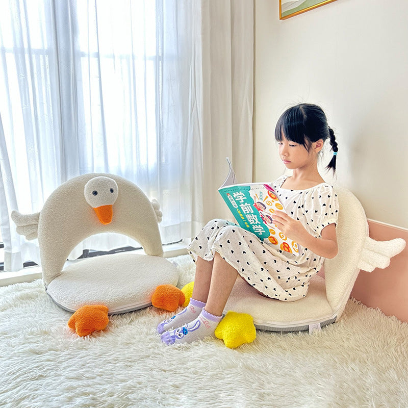 Lumendat Contemporary Creative Iron Frame Plush Duck Penguin-Shaped Kids Accent Chair - Foldable Back Chair For Bedroom Lumendat