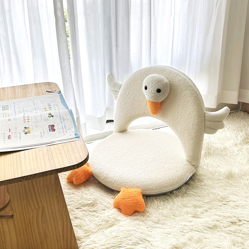 Lumendat Contemporary Creative Iron Frame Plush Duck Penguin-Shaped Kids Accent Chair - Foldable Back Chair For Bedroom Lumendat