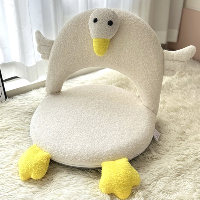 Lumendat Contemporary Creative Iron Frame Plush Duck Penguin-Shaped Kids Accent Chair - Foldable Back Chair For Bedroom Lumendat