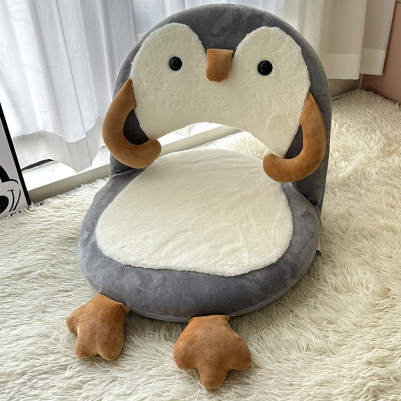 Lumendat Contemporary Creative Iron Frame Plush Duck Penguin-Shaped Kids Accent Chair - Foldable Back Chair For Bedroom Lumendat