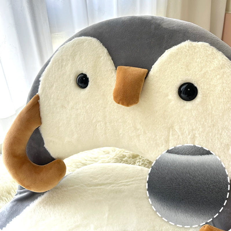 Lumendat Contemporary Creative Iron Frame Plush Duck Penguin-Shaped Kids Accent Chair - Foldable Back Chair For Bedroom Lumendat