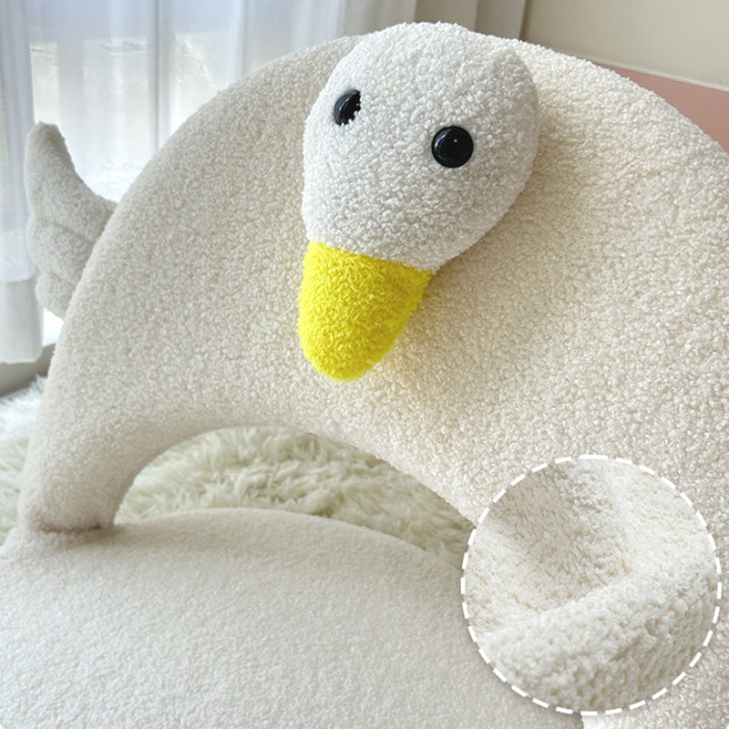 Lumendat Contemporary Creative Iron Frame Plush Duck Penguin-Shaped Kids Accent Chair - Foldable Back Chair For Bedroom Lumendat