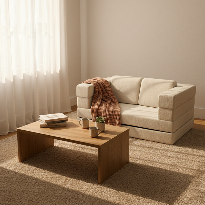 Modern Minimalist Foldable Sofa Bed For Living Room & Bedroom - Chenille Compression Convertible Couch With High Resilience Foam For Small Spaces Lumendat