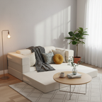 Modern Minimalist Foldable Sofa Bed For Living Room & Bedroom - Chenille Compression Convertible Couch With High Resilience Foam For Small Spaces Lumendat