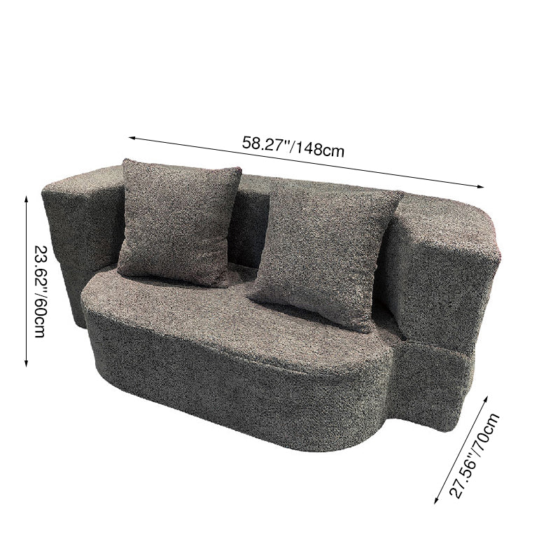 Modern Minimalist Foldable Sherpa Sofa - Compression Convertible Frame-Free Sofa Bed With High Resilience Foam For Small Spaces Lumendat