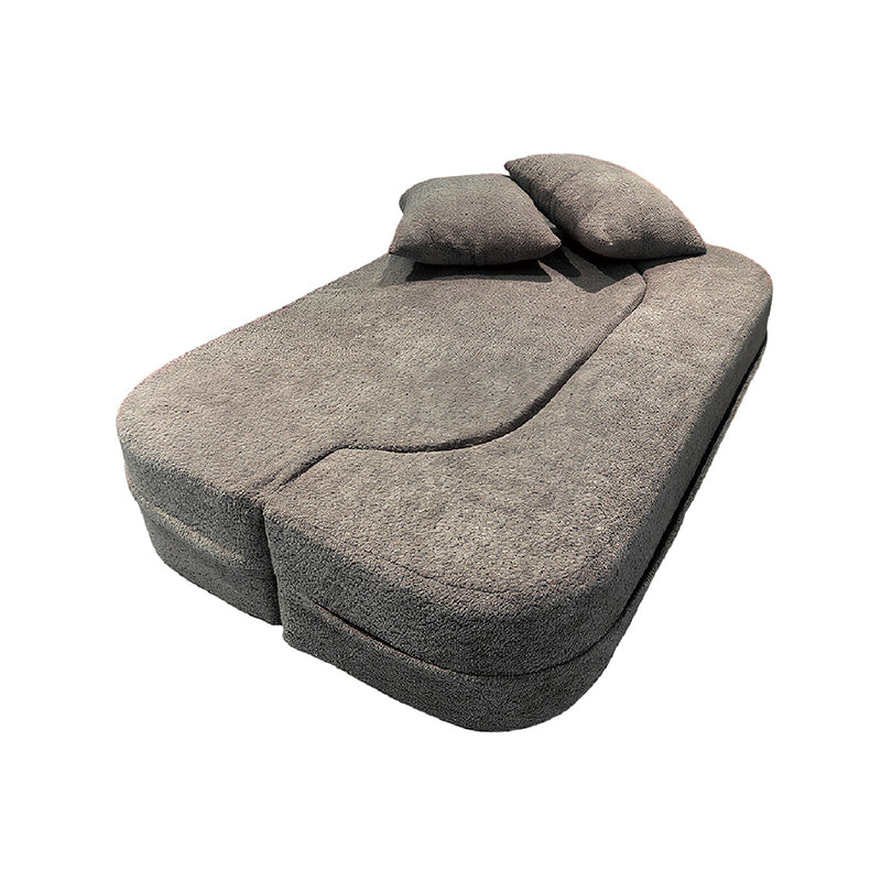 Modern Minimalist Foldable Sherpa Sofa - Compression Convertible Frame-Free Sofa Bed With High Resilience Foam For Small Spaces Lumendat