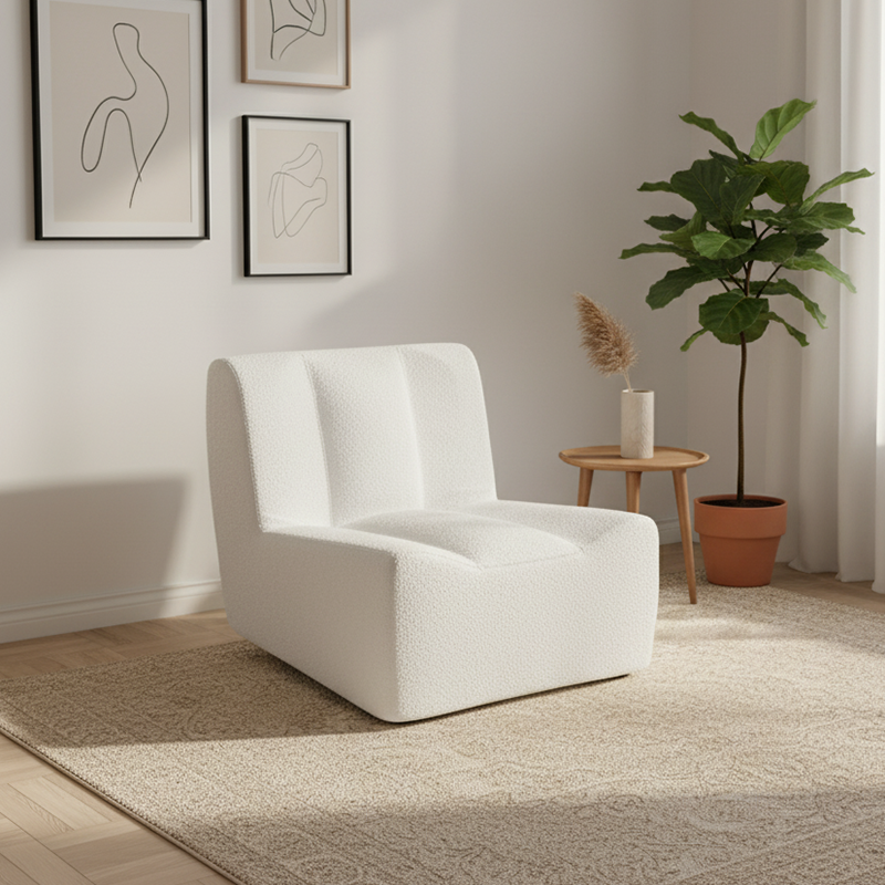 Modern Minimalist Sherpa Compression Sofa - Frame-Free High Resilience Foam Couch For Living Room Lumendat