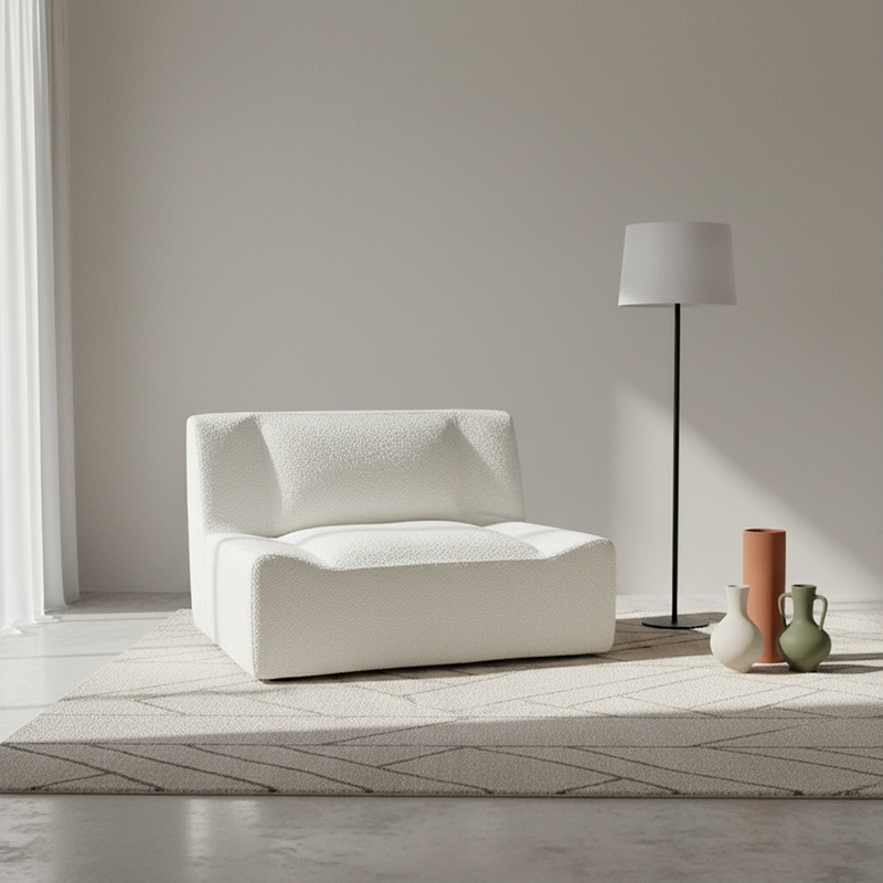 Modern Minimalist Sherpa Compression Sofa - Frame-Free High Resilience Foam Couch For Living Room Lumendat