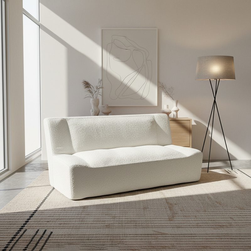 Modern Minimalist Sherpa Compression Sofa - Frame-Free High Resilience Foam Couch For Living Room Lumendat