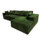Modern Minimalist Corduroy Compression Sectional Sofa - Frame-Free High Resilience Foam Couch For Living Room Lumendat