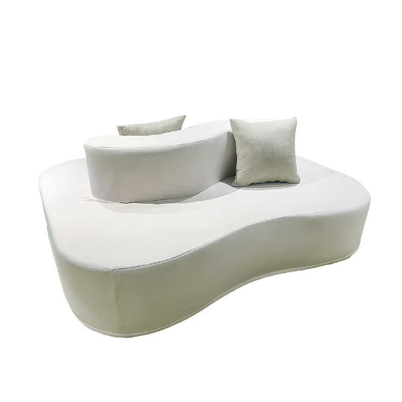 Modern Minimalist Chenille Sectional Sofa - Compression Frame-Free Curved Couch With High Resilience Foam For Multi-Person Seating Lumendat