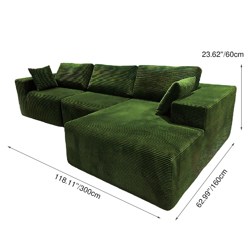 Modern Minimalist Corduroy Compression Sectional Sofa - Frame-Free High Resilience Foam Couch For Living Room Lumendat