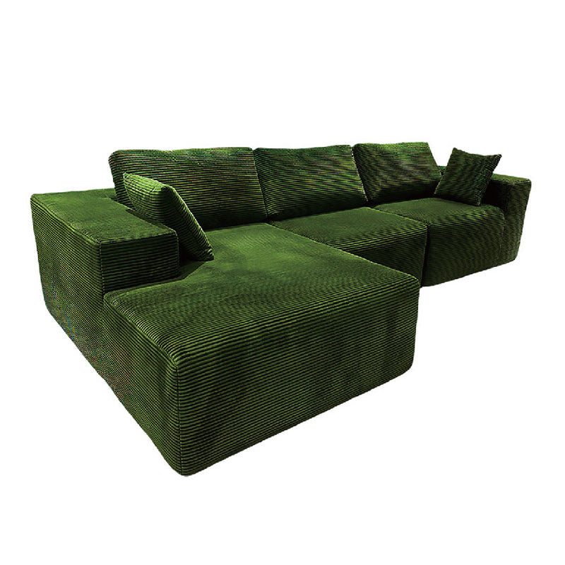 Modern Minimalist Corduroy Compression Sectional Sofa - Frame-Free High Resilience Foam Couch For Living Room Lumendat
