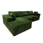 Modern Minimalist Corduroy Compression Sectional Sofa - Frame-Free High Resilience Foam Couch For Living Room Lumendat