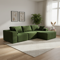Modern Minimalist Corduroy Compression Sectional Sofa - Frame-Free High Resilience Foam Couch For Living Room Lumendat
