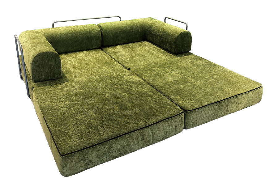 Modern Chenille Convertible Sofa Bed - Compression Foldable Couch With High Resilience Foam And Metal Frame For Living Room & Bedroom Lumendat