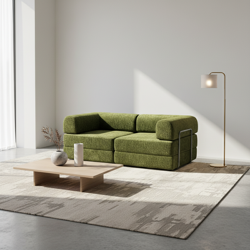 Modern Chenille Convertible Sofa Bed - Compression Foldable Couch With High Resilience Foam And Metal Frame For Living Room & Bedroom Lumendat