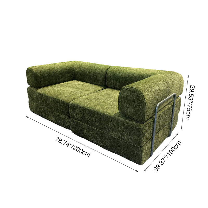 Modern Chenille Convertible Sofa Bed - Compression Foldable Couch With High Resilience Foam And Metal Frame For Living Room & Bedroom Lumendat