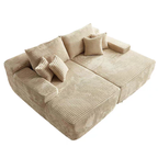 Modern Corduroy Sofa Bed - Frameless Modular Floor Couch With High Resilience Foam For Living Room & Bedroom Lumendat