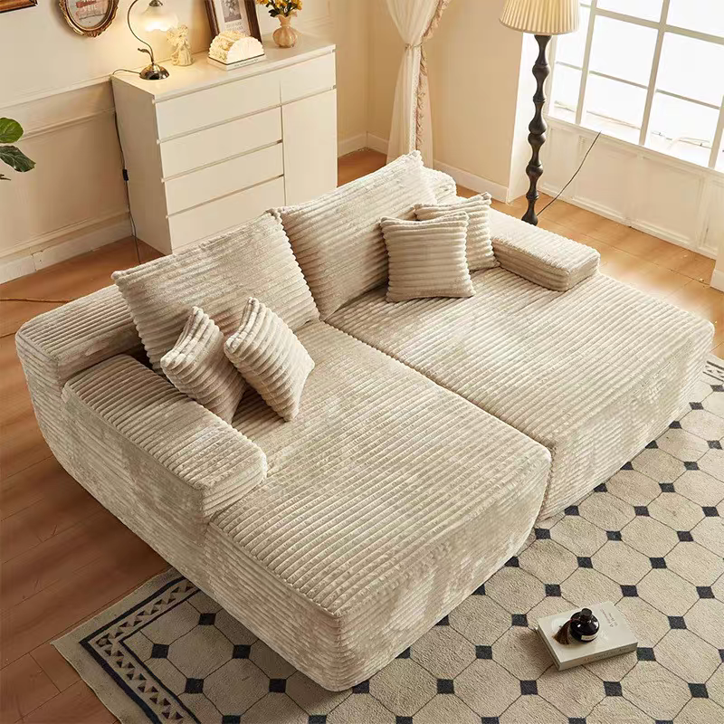 Modern Corduroy Sofa Bed - Frameless Modular Floor Couch With High Resilience Foam For Living Room & Bedroom Lumendat