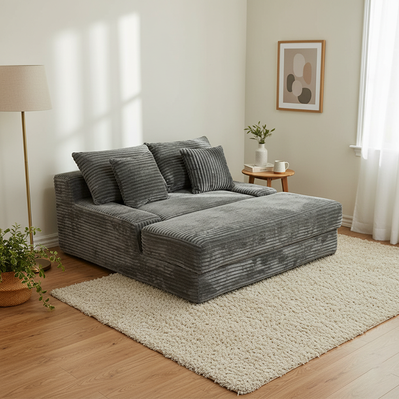 Modern Corduroy Sofa Bed - Frameless Modular Floor Couch With High Resilience Foam For Living Room & Bedroom Lumendat
