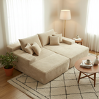 Modern Corduroy Sofa Bed - Frameless Modular Floor Couch With High Resilience Foam For Living Room & Bedroom Lumendat