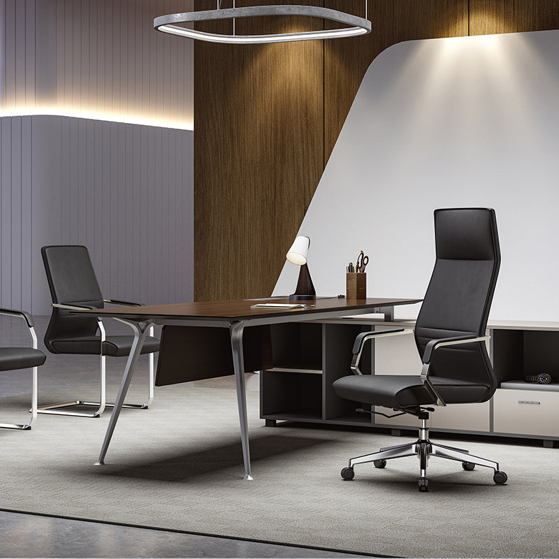Modern Luxury Ergonomic Office Chair - Leather Executive Desk Chair Plywood & Metal Frame High-Density Foam With Wheels, Swivel, Adjustable Height & Reclining Function Lumendat
