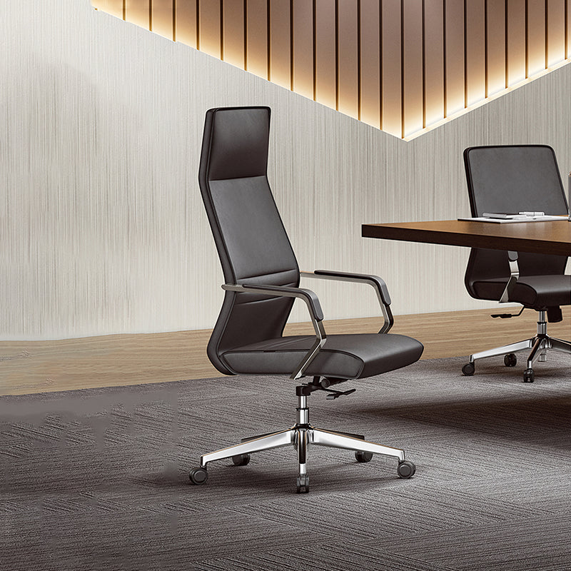 Modern Luxury Ergonomic Office Chair - Leather Executive Desk Chair Plywood & Metal Frame High-Density Foam With Wheels, Swivel, Adjustable Height & Reclining Function Lumendat
