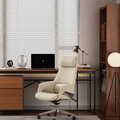 Modern Luxury Ergonomic Executive Office Chair - Adjustable Height Swivel Leather Plywood Metal Desk Chair With Wheels, Reclining Function & Aluminum Base Lumendat