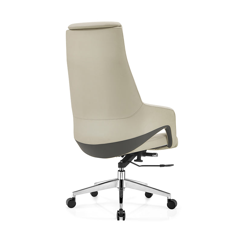 Modern Luxury Ergonomic Executive Office Chair - Adjustable Height Swivel Leather Plywood Metal Desk Chair With Wheels, Reclining Function & Aluminum Base Lumendat
