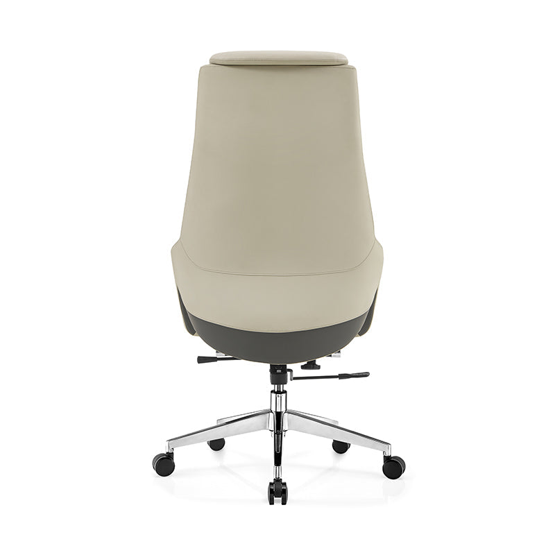 Modern Luxury Ergonomic Executive Office Chair - Adjustable Height Swivel Leather Plywood Metal Desk Chair With Wheels, Reclining Function & Aluminum Base Lumendat