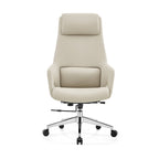 Modern Luxury Ergonomic Executive Office Chair - Adjustable Height Swivel Leather Plywood Metal Desk Chair With Wheels, Reclining Function & Aluminum Base Lumendat