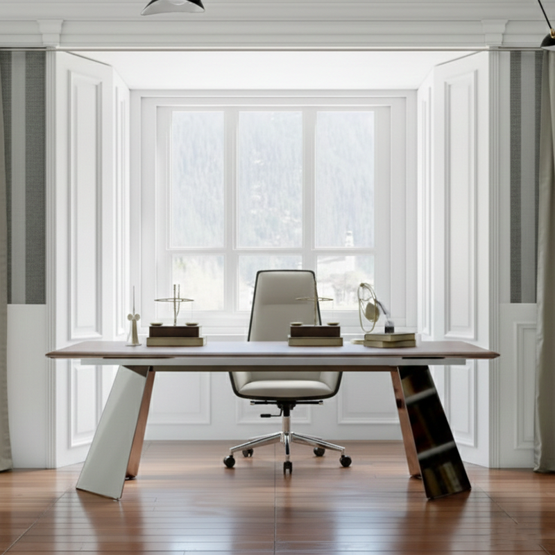 Modern Luxury Ergonomic Executive Chair - Leather Plywood Metal Office High Back Desk Chair With Adjustable Height, Swivel Wheels & Reclining Function Lumendat