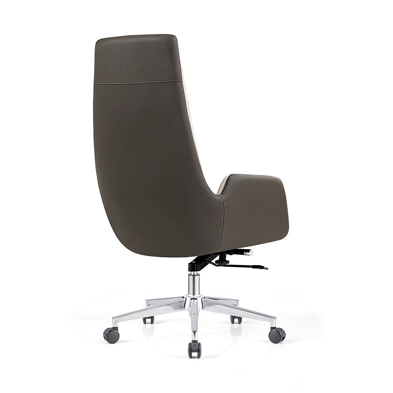 Modern Luxury Ergonomic Executive Chair - Leather Plywood Metal Office High Back Desk Chair With Adjustable Height, Swivel Wheels & Reclining Function Lumendat