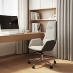 Modern Luxury Ergonomic Executive Chair - Leather Plywood Metal Office High Back Desk Chair With Adjustable Height, Swivel Wheels & Reclining Function Lumendat