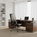 Modern Minimalist Ergonomic Mid-Back Office Chair - Adjustable Height Swivel Leather Plywood Metal Desk Chair With Wheels And Reclining Function Lumendat