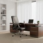 Modern Minimalist Ergonomic Mid-Back Office Chair - Adjustable Height Swivel Leather Plywood Metal Desk Chair With Wheels And Reclining Function Lumendat