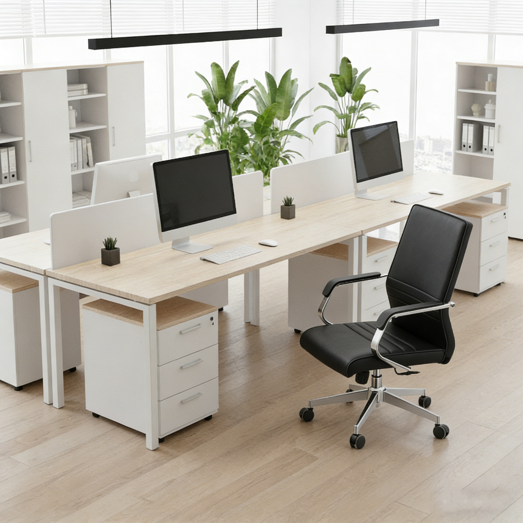 Modern Minimalist Ergonomic Mid-Back Office Chair - Adjustable Height Swivel Leather Plywood Metal Desk Chair With Wheels And Reclining Function Lumendat