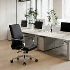 Modern Minimalist Ergonomic Mid-Back Office Chair - Adjustable Height Swivel Leather Plywood Metal Desk Chair With Wheels And Reclining Function Lumendat