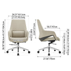 Contemporary Nordic Mid-Back Leather Plywood Metal Office Chair - Ergonomic Executive Desk Chair With Adjustable Height, Swivel Wheels & Reclining Function Lumendat