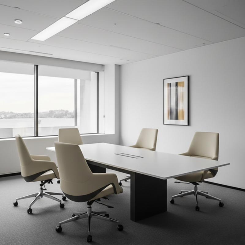 Contemporary Nordic Mid-Back Leather Plywood Metal Office Chair - Ergonomic Executive Desk Chair With Adjustable Height, Swivel Wheels & Reclining Function Lumendat