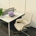 Contemporary Nordic Mid-Back Leather Plywood Metal Office Chair - Ergonomic Executive Desk Chair With Adjustable Height, Swivel Wheels & Reclining Function Lumendat