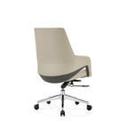 Contemporary Nordic Mid-Back Leather Plywood Metal Office Chair - Ergonomic Executive Desk Chair With Adjustable Height, Swivel Wheels & Reclining Function Lumendat