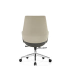 Contemporary Nordic Mid-Back Leather Plywood Metal Office Chair - Ergonomic Executive Desk Chair With Adjustable Height, Swivel Wheels & Reclining Function Lumendat