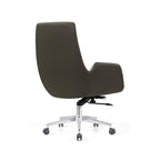 Modern Minimalist Ergonomic Leather Plywood Metal Office Chair Adjustable Swivel Desk Chair With Wheels - Mid-Back Comfortable Task Chair For Home Office Lumendat