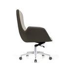 Modern Minimalist Ergonomic Leather Plywood Metal Office Chair Adjustable Swivel Desk Chair With Wheels - Mid-Back Comfortable Task Chair For Home Office Lumendat