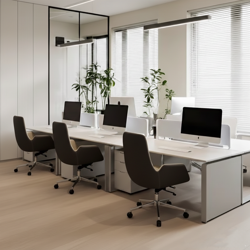 Modern Minimalist Ergonomic Leather Plywood Metal Office Chair Adjustable Swivel Desk Chair With Wheels - Mid-Back Comfortable Task Chair For Home Office Lumendat