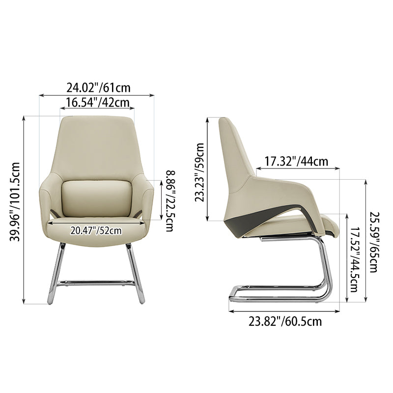 Modern Minimalist Cantilever Plywood Metal Office Chair - Ergonomic Mid-Back Leather Guest Chair For Office & Reception Lumendat