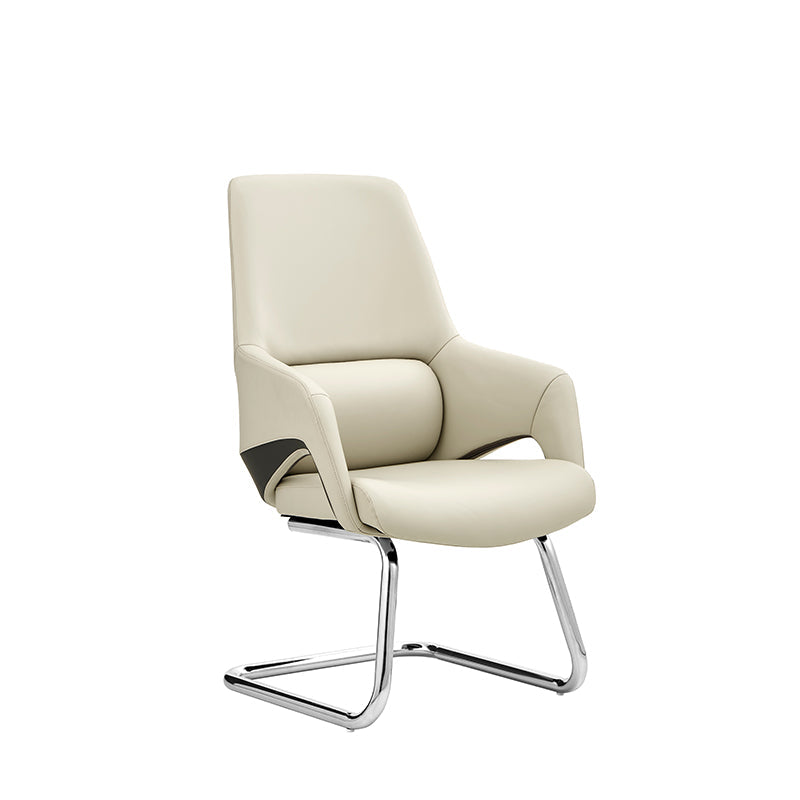 Modern Minimalist Cantilever Plywood Metal Office Chair - Ergonomic Mid-Back Leather Guest Chair For Office & Reception Lumendat